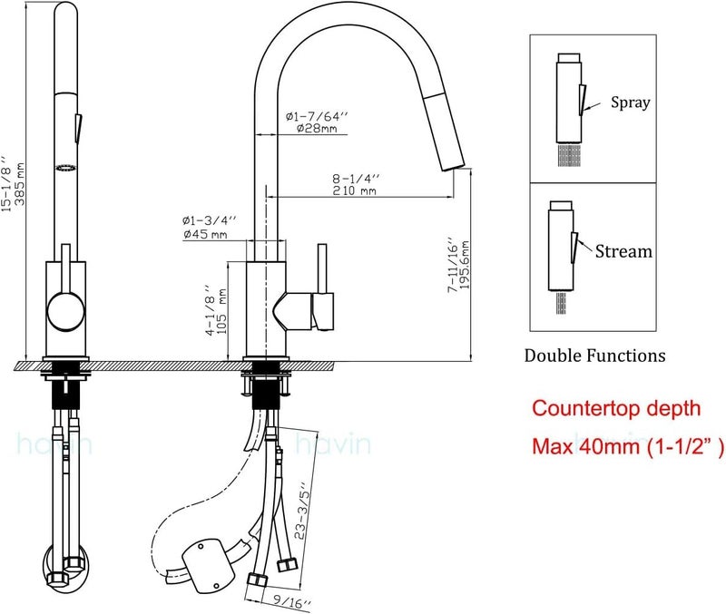 Havin Gold Kitchen Faucet with Pull Down Sprayer, High Arc Stainless Steel Material, with cUPC Ceramic Cartridge,with 10" Deck Plate,Fit for 1 or 3 Holes Kitchen Sink or Laundry Sink,Brushed Gold - Image 5
